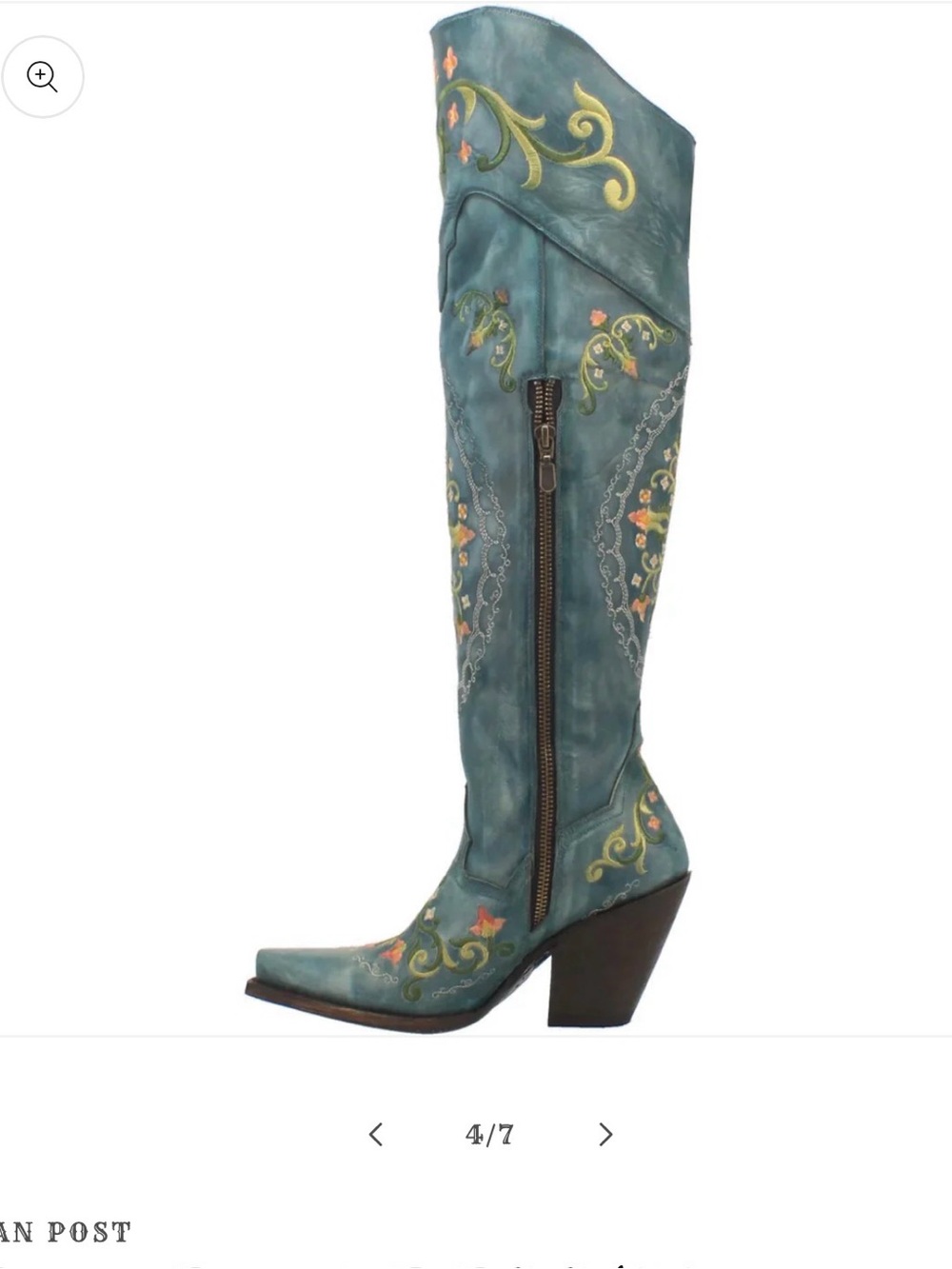 Dan Post Flower Child Leather Boot - Turquoise Sz 10M (NEW Floor Model) - Picture 11 of 12